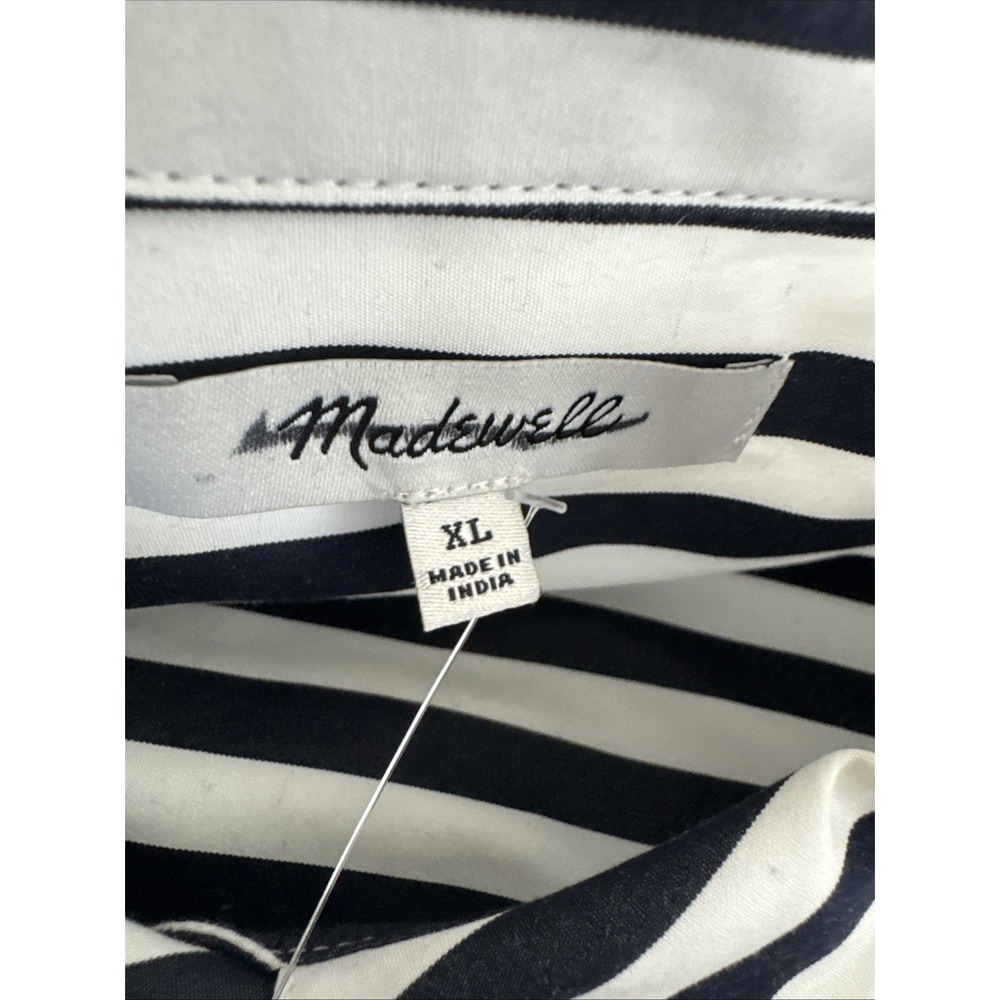 Madewell Women's Button Up Straight Hem Poplin Shirt Navy Striped NEW - Picture 8 of 13